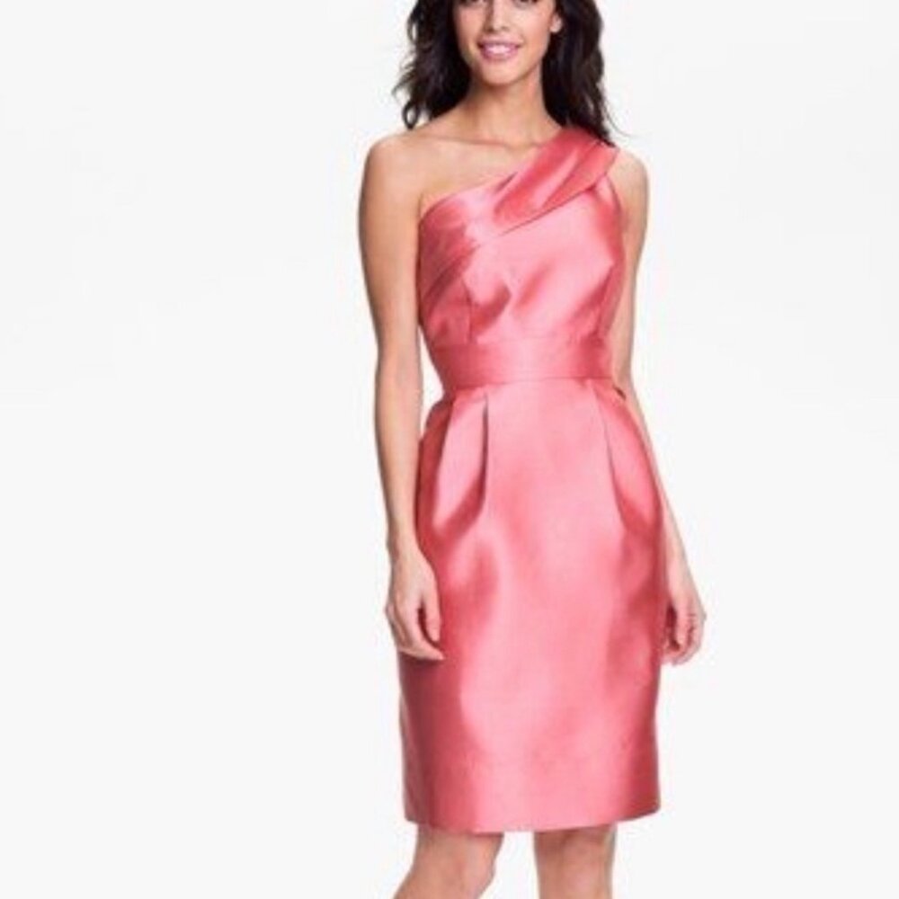 Eliza J Pink One Shoulder Sheath Dress Short Summer Wedding Guest Dress Size 6
